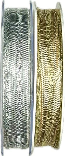 Stuha stříbrná OUTDOOR LONDON lurexová 15mm x 20m A (8,-Kč/m)