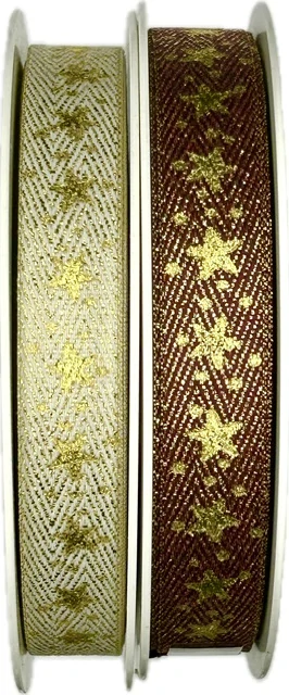 Vánoční stuha WINTER CELEBRATION CINNAMON 15mm x 20m (7,-Kč/m)