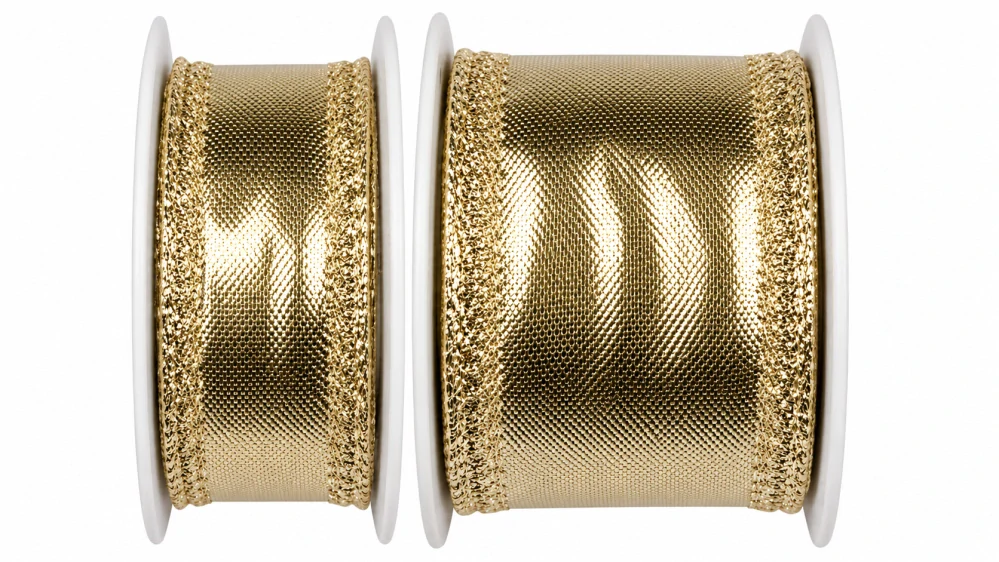 Stuha zlatá lurexová BIRMINGHAM GOLD lesklá 25mm x 2m