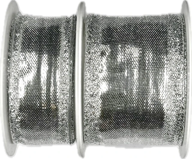 Stuha stříbrná lurexová BIRMINGHAM SILVER lesklá 25mm x 2m (14,-Kč/m)