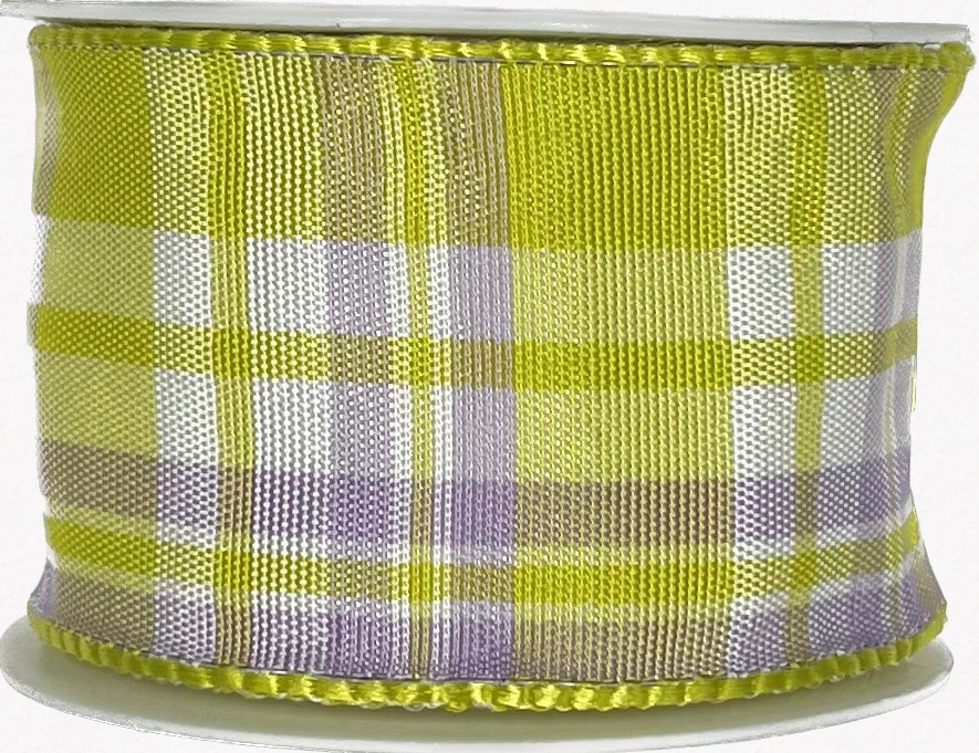 AKCE 2+1 zdarma- Stuha saténová CARACAS LIME ORCHID zeleno-fialová kostka  40mm x 2m (cena za 3ks)