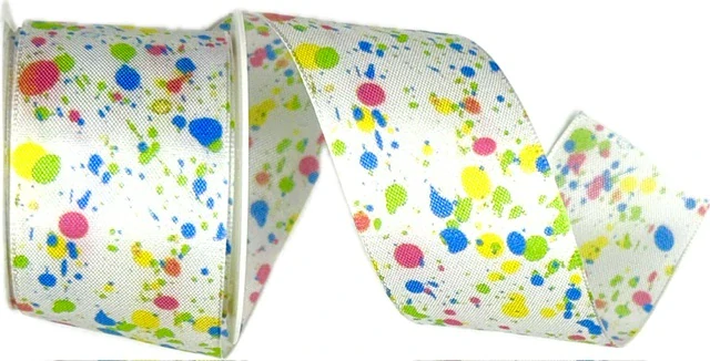 set 4x Stuha taftová COLOR SPLASH růžová, bílá, zelená, oranžová 4x (40mm x 2m)