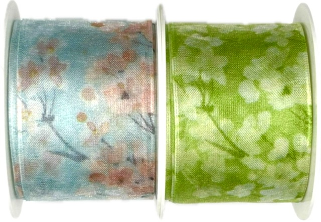 Stuha taftová BLUE GARDEN MIST modrá průsvitná 40mm x 2m (11,-Kč/m)