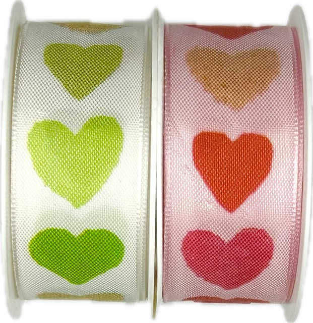 Taftová stuha CORAL LOVE – červená 25mm x 2,5m