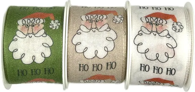 Vánoční stuha bavlněná Ho Ho Ho krémová 40mm x 2m(12,-Kč/m)