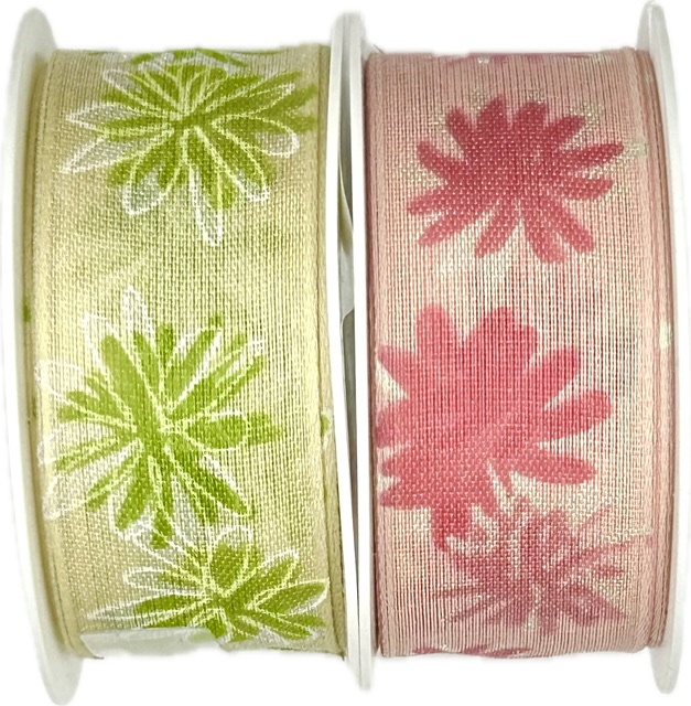 Stuha taftová DAISY BREEZE GREEN pastelově zelená 25mm x 2,5m (10,-Kč/m)