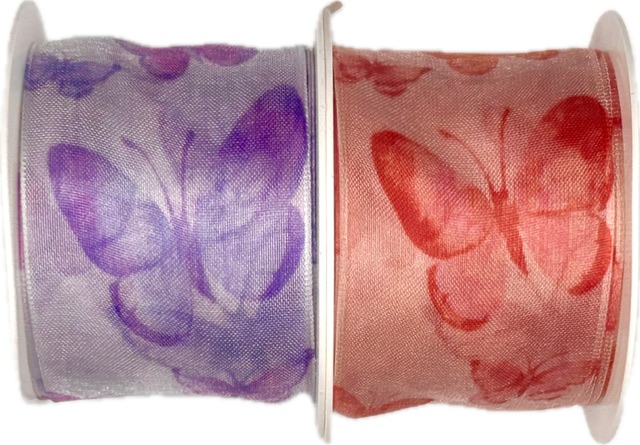 Stuha taftová WINGS OF SUMMER PINK růžová průsvitná 40mm x 2m (13,-Kč/m)