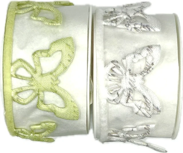 Stuha girlandová WHITE BUTTERFLY bílá 40mm x 1m (25,-Kč/m)