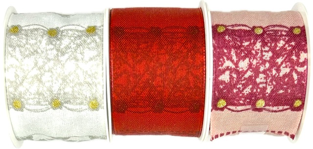 Stuha vánoční WHITE HARMONY bílá 40mm x 2m (14,-Kč/m)