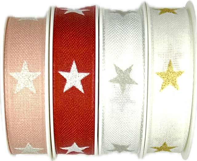 Vánoční stuha WHITE STARS SILVER stříbrná 15mm x 2m (9,-Kč/m)