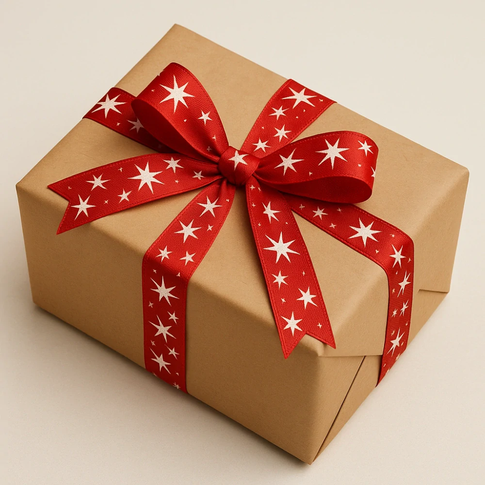 Sada 10x Vánoční stuha červená STARLIGHT RED saténová, skládaná 10x 25mm x 2m (14,-Kč/ks) (7,-Kč/m) 