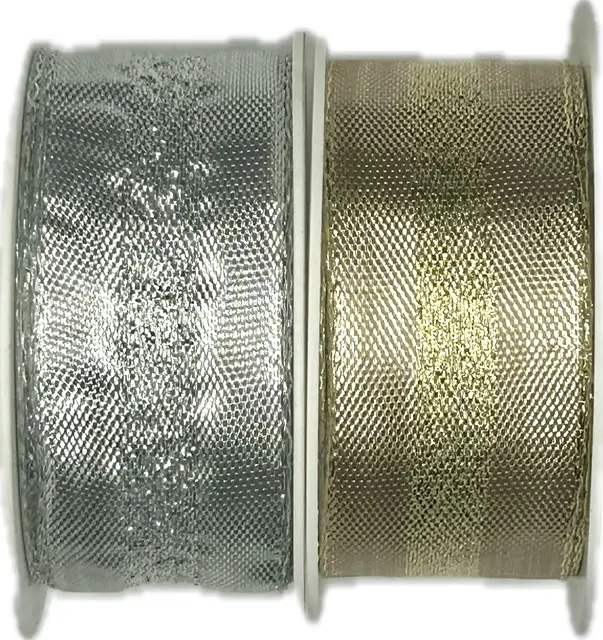 Stuha zlatá LONDON GOLD lurexová 25mm x 2m (14,-Kč/m)