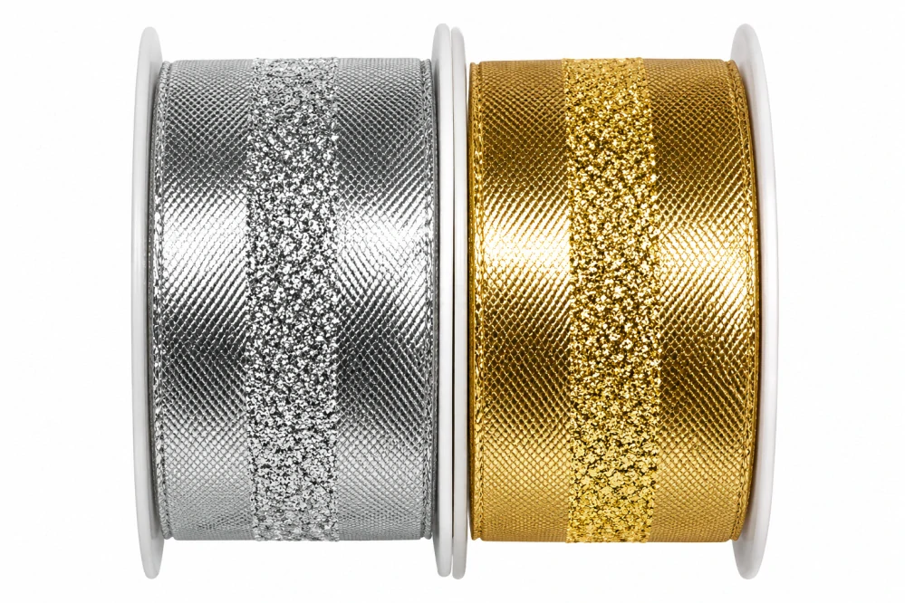 Stuha zlatá LONDON GOLD lurexová 25mm x 2m