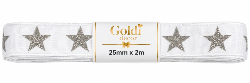 Stuha vánoční Advent Star – Elegant Ribbon skládaná 25mm x 2m (9,-Kč/m)