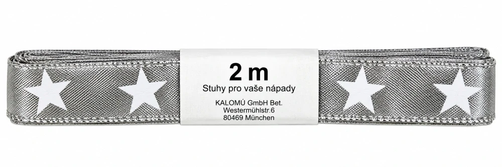 Stuha vánoční stříbrná WHITE STAR SILVER lurexová 25mm x 2m (9,- Kč/m)