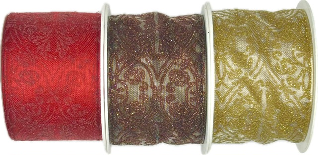 Stuha organzová BAROKO RED červená 40mm x 2m (13,-Kč/m) 