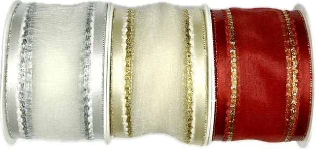 Stuha organzová MONDAN GOLDEN SHINE zlatá PREMIUM 40mm x 3m (12,-Kč/m)