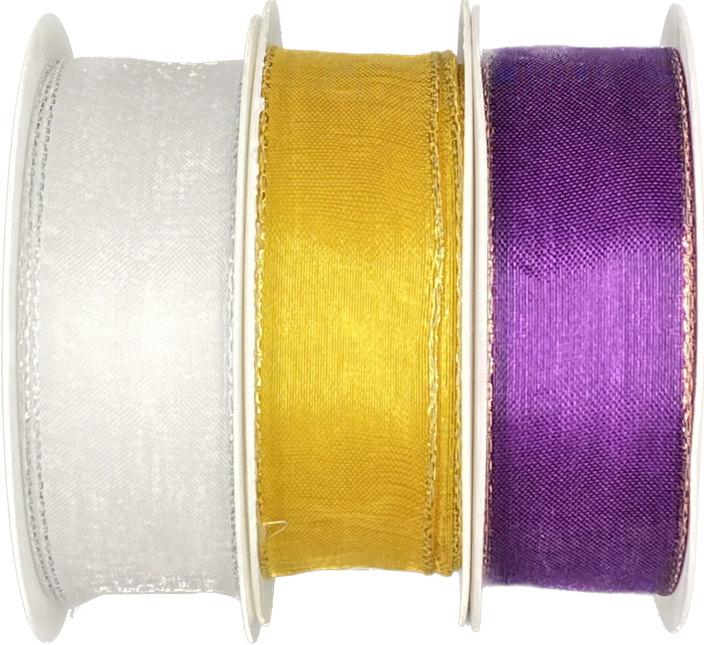 Stuha BASIC ROYAL PURPLE GOLD fialová 25 mm x 3m (8,- Kč/m)