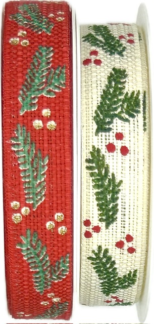 Stuha vánoční HOLLY CHARM RED červená 15mm x 4m (7,-Kč/m)