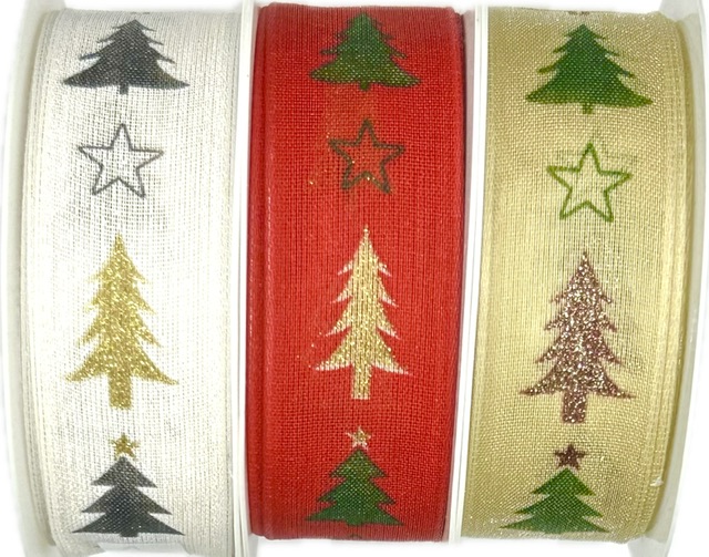Stuha vánoční TWINTREE SPARKLE CREAM krémová 25mm x 3m (10,-Kč/m)