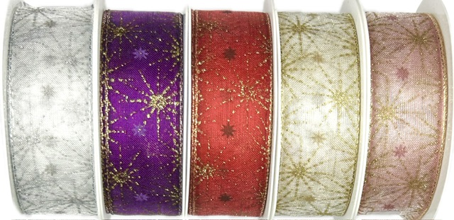 Stuha vánoční STARDUST RADIANCE RUBY RED červená 25mm x 3m (11.50,-Kč/m)