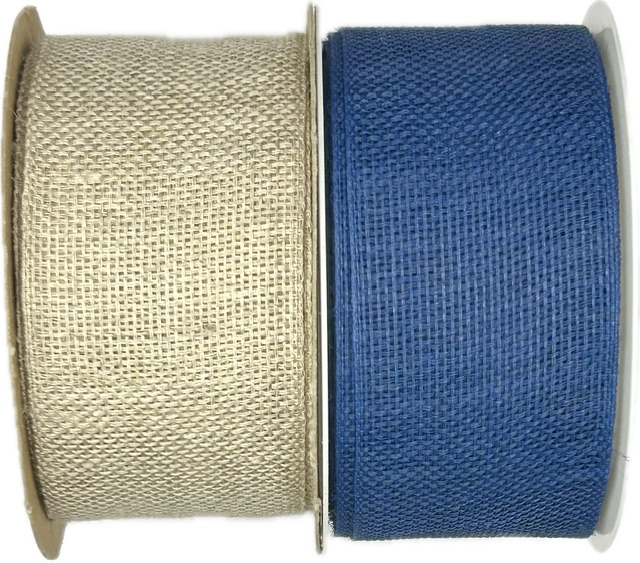 Stuha lněná Nature Basic – Denim Blue modrá  40mm x 2m (14,-Kč/m)