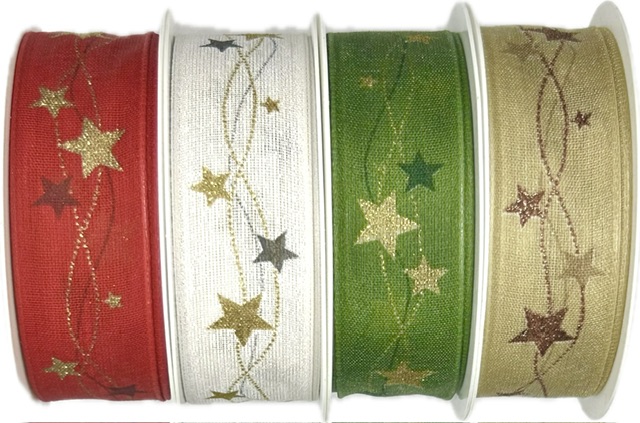 Stuha vánoční CELESTIAL GLOW GREEN zelená 25mm x 2m (13,-Kč/m) 