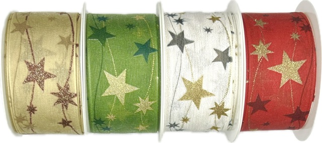 Stuha vánoční CELESTIAL GLOW GREEN zelená 40mm x 2m (15,-Kč/m) 