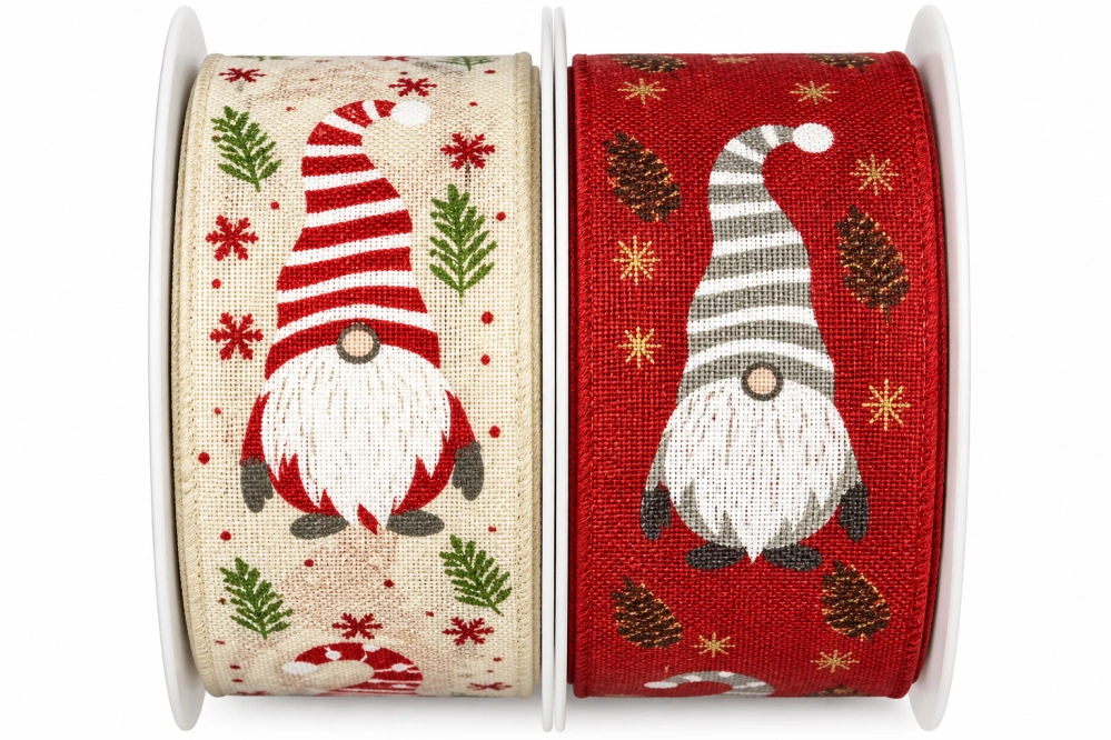 Stuha vánoční NORDIC GNOME CREAM krémová 25mm x 2m (12,-Kč/m)