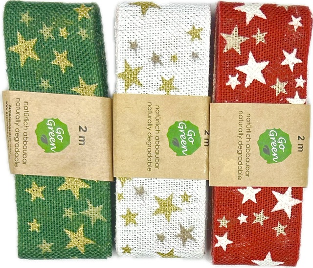 Stuha vánoční lněná WINTER HEAVEN WHITE bílá 40mm x 2m (15,-Kč/m)