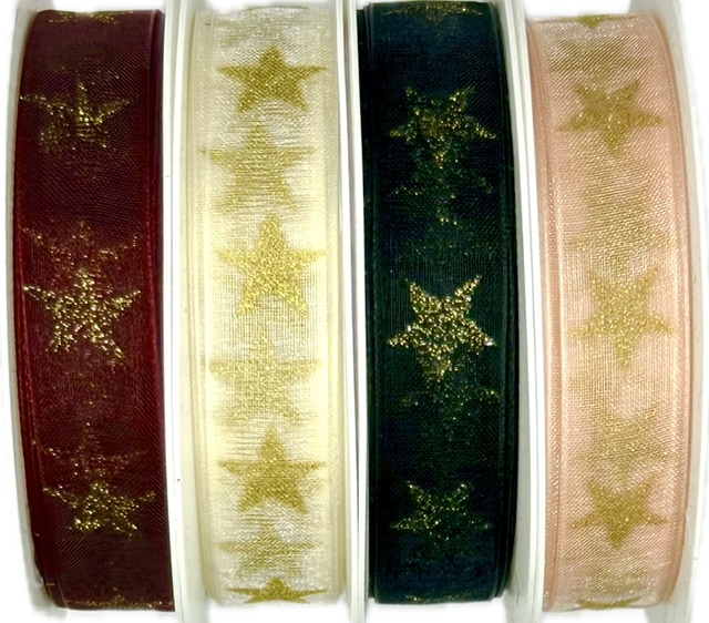 Stuha vánoční STARGLOW ORGANZA CREAM krémová 15mm x 3m (8,-Kč/m)