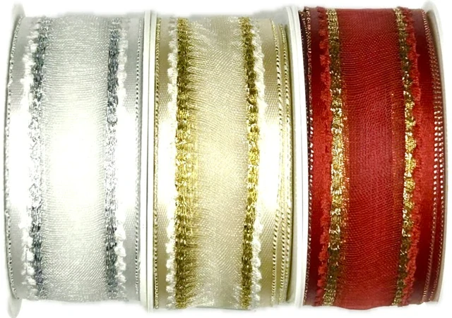 Stuha organzová MONDAN RUBY RED červená PREMIUM 25mm x 2m (13,-Kč/m)