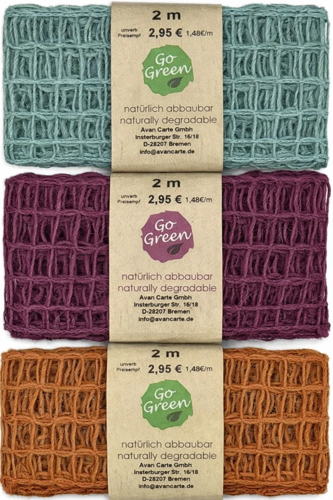 Síťovaná stuha Nature Alma – Turquoise Grey tyrkysová matná 40mm x 2m (14,-Kč/m)