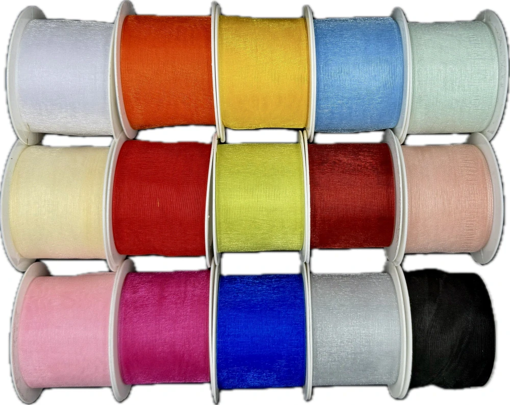 Stuha organzová ORGANDY Deep Black černá 40mm x 4m (7,-Kč/m)