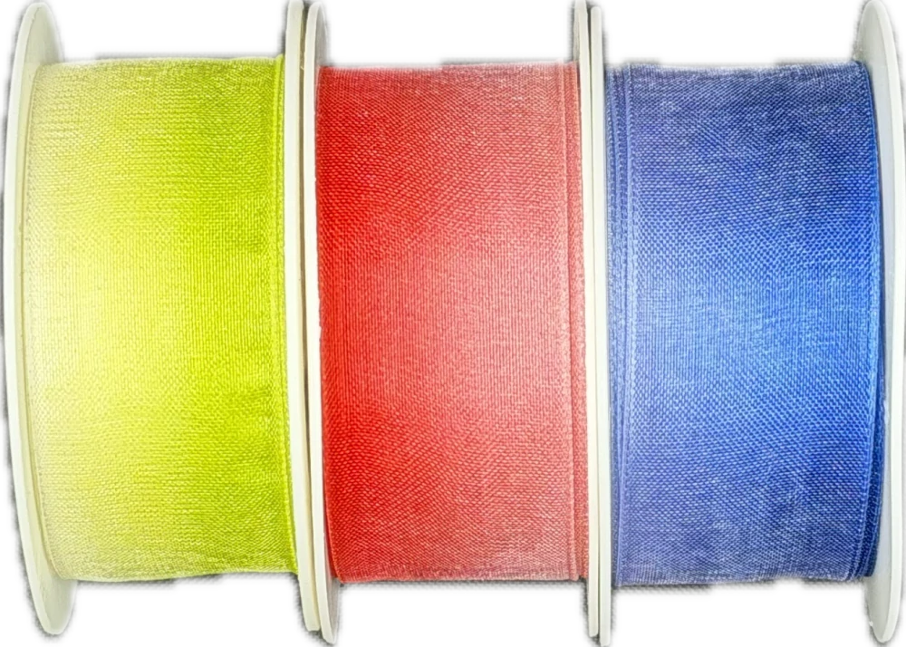 Stuha organzová DUO COLOR modro-bílá 25mm x 2m (12,-Kč/m)