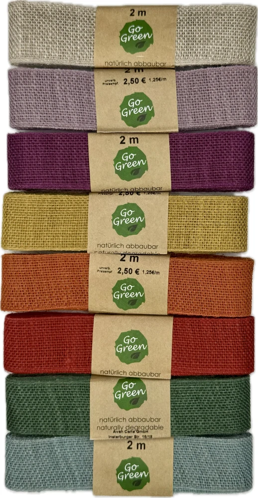 Stuha lněná Nature Basic – Classic Red červená  25mm x 2m (11,-Kč/m)