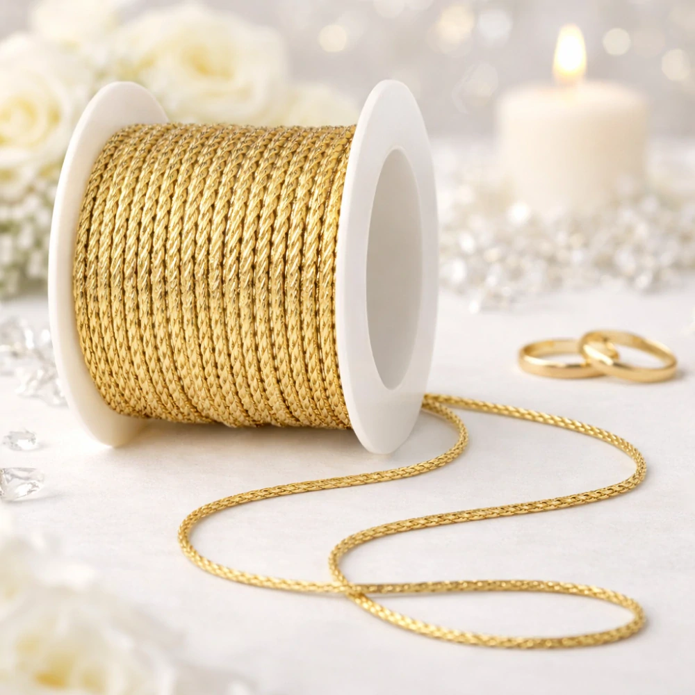 Golden Twist Luxe 2mm – Lurexový zlatý provázek 2mm x 3m (5,-Kč/m)