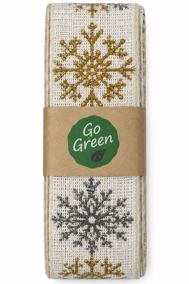 Vánoční stuha SNOW ELEGANCE WHITE – bílá 40mm x 2m