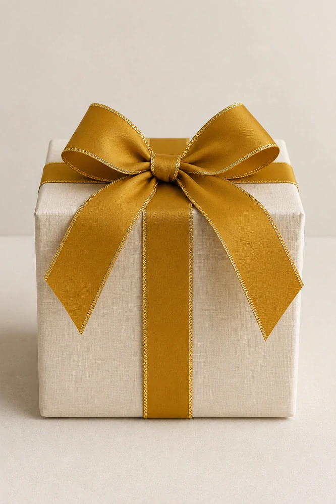 BASIC MUSTARD GOLD – taftová stuha se zlatým okrajem 40mm x 3m