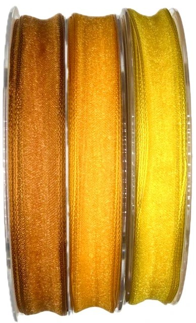 Stuha organzová ADVENTURE žlutá A 15mm x 50m (3,- Kč/m)