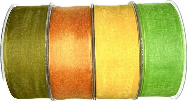 Stuha organzová BEAUTY ORGANDY GREEN zelená 40mm x 50m A (4,-Kč/m)