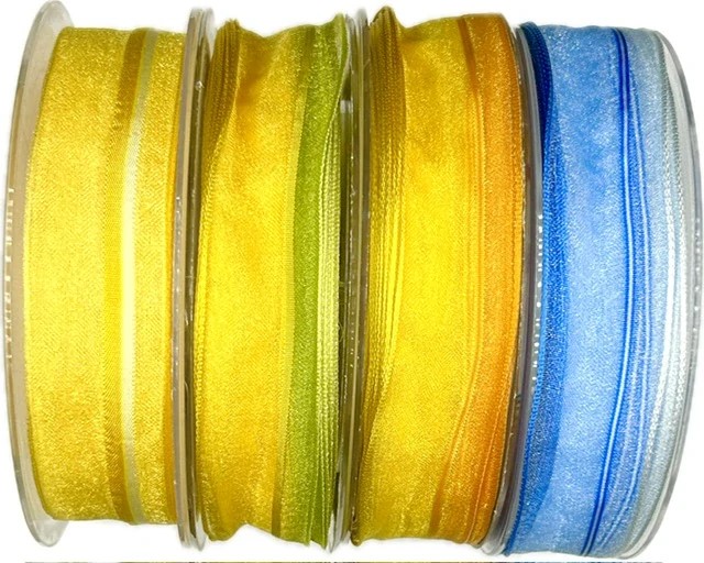 Stuha organzová PROMENADE GREEN žluto zelená 25mm x 20m A ( 6,-Kč/m )