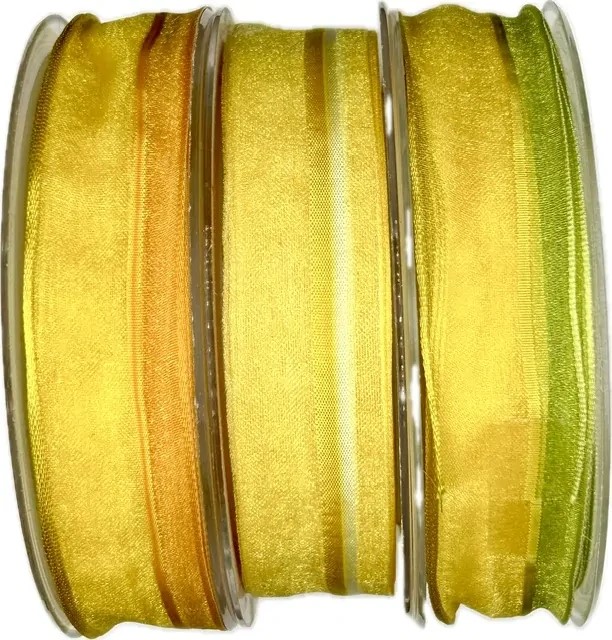Stuha organzová PROMENADE YELLOW žlutá 25mm x 20m A (6,-Kč/m)