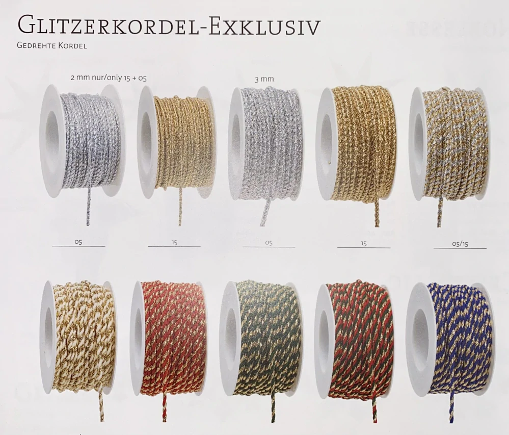 Festive Twist Trio 3 mm – Kroucený tříbarevný provázek 3mm x 5m (5,- Kč/m)