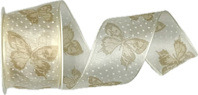 Stuha organzová BUTTERFLY CREAM krémová 40mm x 2m (13,-Kč/m)