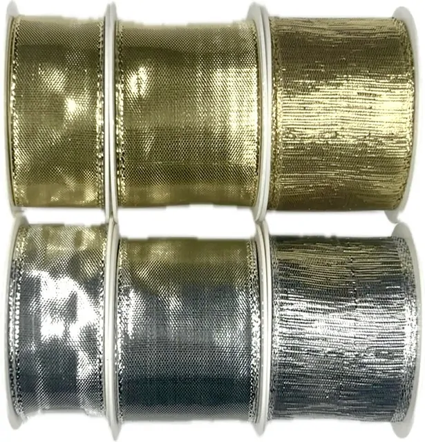 Stuha lurexová CELEBRATION SILVER stříbrná 40mm x 2m (14,-Kč/m)