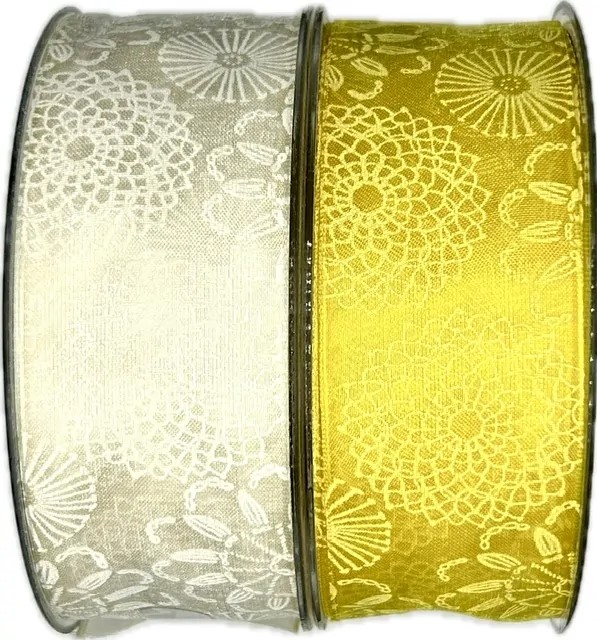 Stuha taftová LOLA CREAM krémová, transparentní 40mm x 20m A (9,- Kč/m)