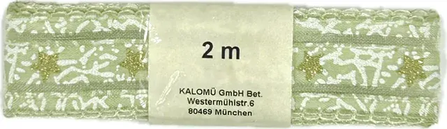 Vánoční stuha organzová SNOW ROMANCE pastelově zelená 25mm x  2m (8,- Kč/m)