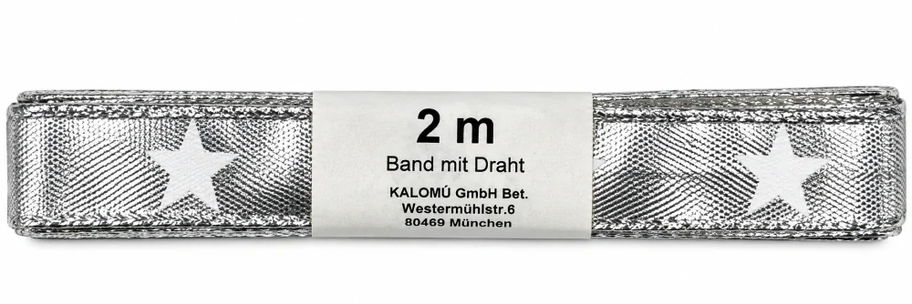 Vánoční stuha stříbrná WHITE STAR SILVER lesklá 15mm x 2m (7,50 Kč/m)