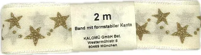 Vánoční stuha STAR CHAIN krémová 25 mm x 2 m (9,- Kč/m)